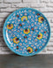 Yellow Flowers On Turquoise Plate 12