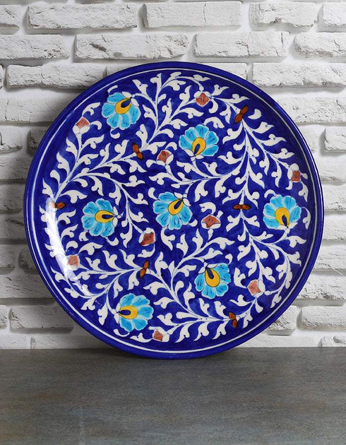 Turquoise Flowers On Blue Base Plate 12