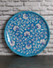 Turquoise Base Floral Design Wall Hanging Plate 12