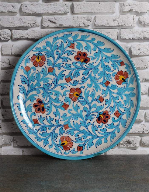 Handmade Turquoise and White Design Wall Hanging Plate 12