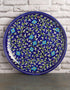 Blue Base and Turquoise Flowers Blue Pottery Plate 12