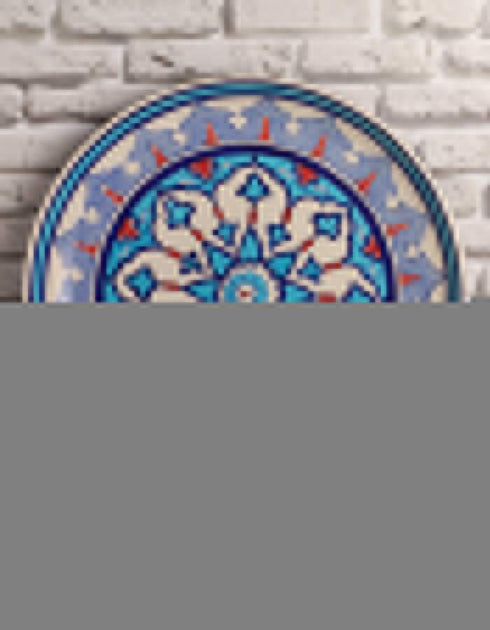 Decorative Handmade Youthful Design Blue Pottery Plate 12