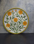 Jaipur Blue Pottery Handcrafted Off-White Base With Yellow Marigold Florals Plate 12