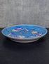Jaipur Blue Pottery Handcrafted Plate In Turquoise Base With Blue Fishes