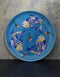 Jaipur Blue Pottery Handcrafted Plate In Turquoise Base With Blue Fishes