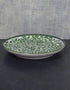 Jaipur Blue Pottery Handcrafted Plate In White Base With Green Flowers & Leaves 12