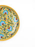 Blue Pottery Plate Yellow and Turquoise Floral Design