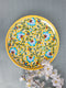 Blue Pottery Plate Yellow and Turquoise Floral Design