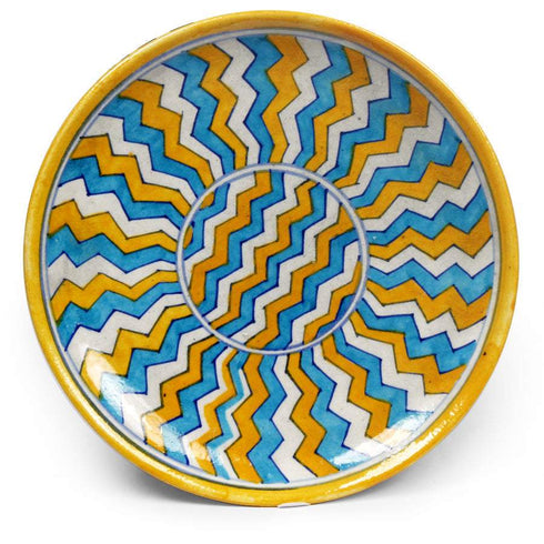 Yellow, Turquoise and White Zig-ZagPlate 6