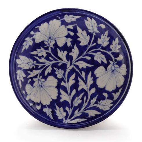 White Flower Design with Blue Base Plate 6