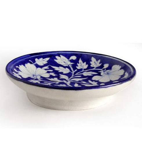 White Flower Design with Blue Base Plate 6