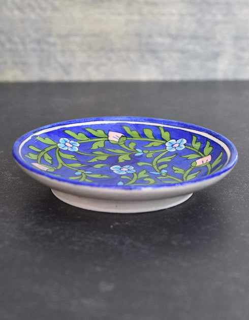 Blue Pottery Hand-Made Plate 6 Blue &Turq.Floral