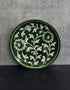 Blue Pottery Hand-Made Plate 6 Green Base White Floral