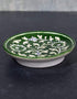 Blue Pottery Hand-Made Plate 6 Green Base White Floral