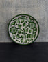 Blue Pottery Hand-Made Plate 6 White Base Green Floral