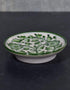 Blue Pottery Hand-Made Plate 6 White Base Green Floral