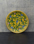 Blue Pottery Hand-Made Plate 6 Yellow Base Turquoise Floral