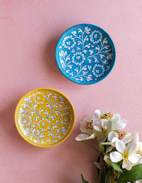 Blue Pottery Hand-Made Plate 6 Set Of 2 pcs.