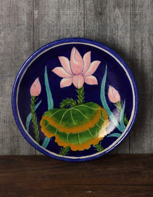 Lotus Design On Blue Base Plate 5 (Inch)