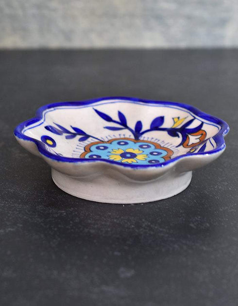 Melon Plate 5 White & Turquoise Floral