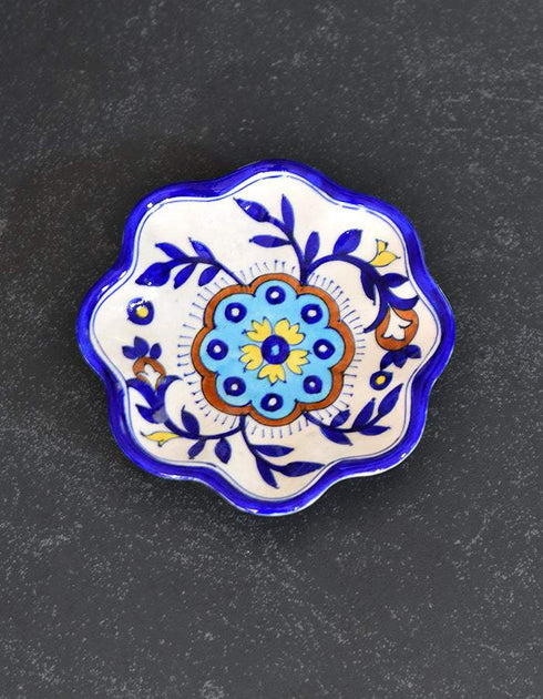 Melon Plate 5 White & Turquoise Floral