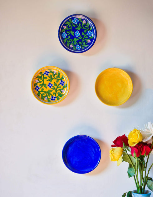 Blue Pottery Decorative Plate 5 Inch (Set of 4)