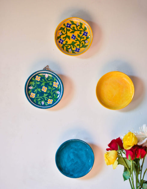 Blue Pottery Decorative Plate 5 Inch (Set of 4)