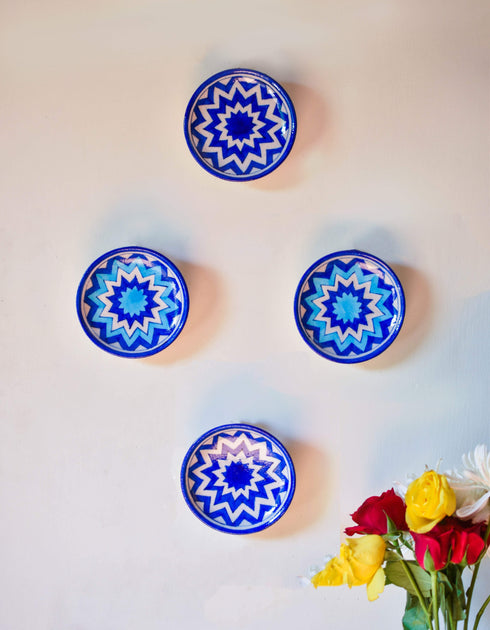 Blue Pottery Decorative Plate 5 Inch (Set of 4)