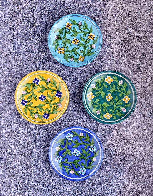 Blue Pottery Decorative Plate 5 Inch (Set of 4)