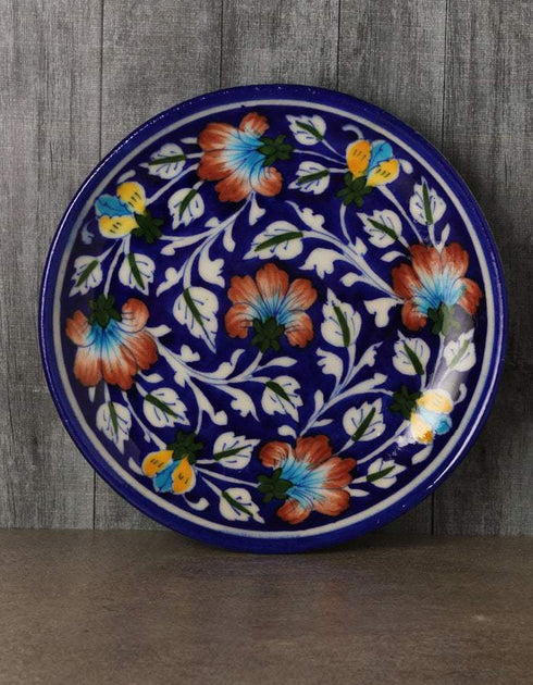 Decorative Blue Pottery Wall Hanging 8 inch Plate
