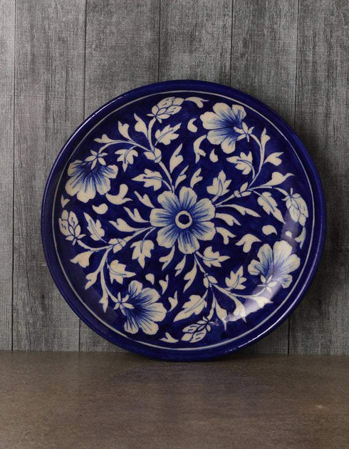 Blue Pottery Decorative Plate with traditional motifs