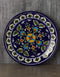 Blue Base and Yellow and Turquoise Flowers 8 Plate
