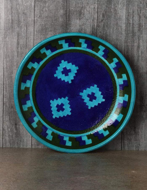 Turquoise design on Blue Base 8 Plate