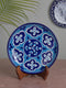 Blue Pottery Decorative Plate in Turquoise Base with Blue/Turquoise Florals