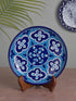 Blue Pottery Decorative Plate in Turquoise Base with Blue/Turquoise Florals