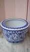 Ceramic Planter Holder White & Blue Floral Design