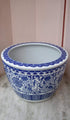 Ceramic Planter Holder White & Blue Floral Design