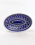 White and Blue Zig Zag Design Oval Plate
