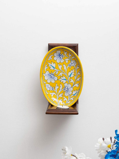 Oval Plate With Wooden Hanger & T-light