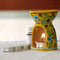 Jaipur Blue Pottery Aroma Oil Diffuser in Yellow Base With Turquoise Floral Motifs Big