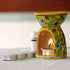 Jaipur Blue Pottery Aroma Oil Diffuser in Yellow Base With Turquoise Floral Motifs Big