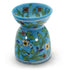 Jaipur Blue Pottery Aroma Oil Diffuser in Turquoise Base With Yellow Floral Motifs Big