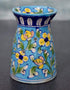 Jaipur Blue Pottery Handmade Aroma Oil Diffuser Small in Turquoise Base With Yellow Floral