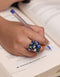 Blue Pottery 6 Beads Stretchable Finger Ring (Blue)