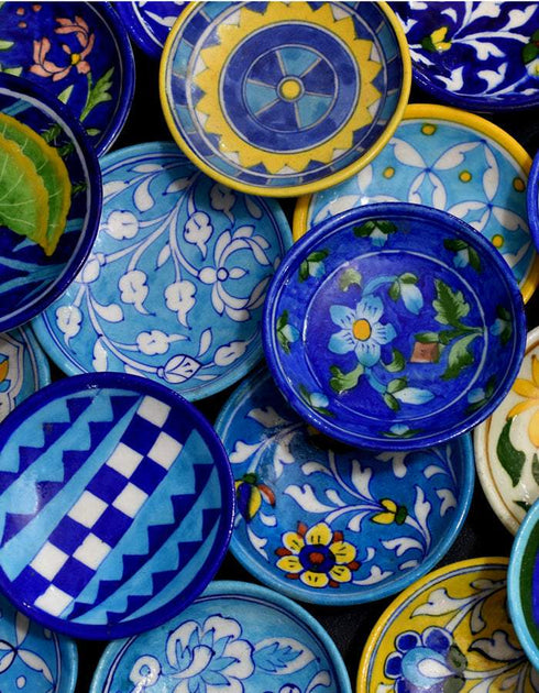 Assorted Blue Pottery Plate 4 (Set of 4)