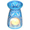 Jaipur Blue Pottery Handmade Aroma Oil Diffuser Small in Turquoise & White Geometrical Design