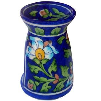 Jaipur Blue Pottery Oil Diffuser Small in Blue Base With Floral Motifs