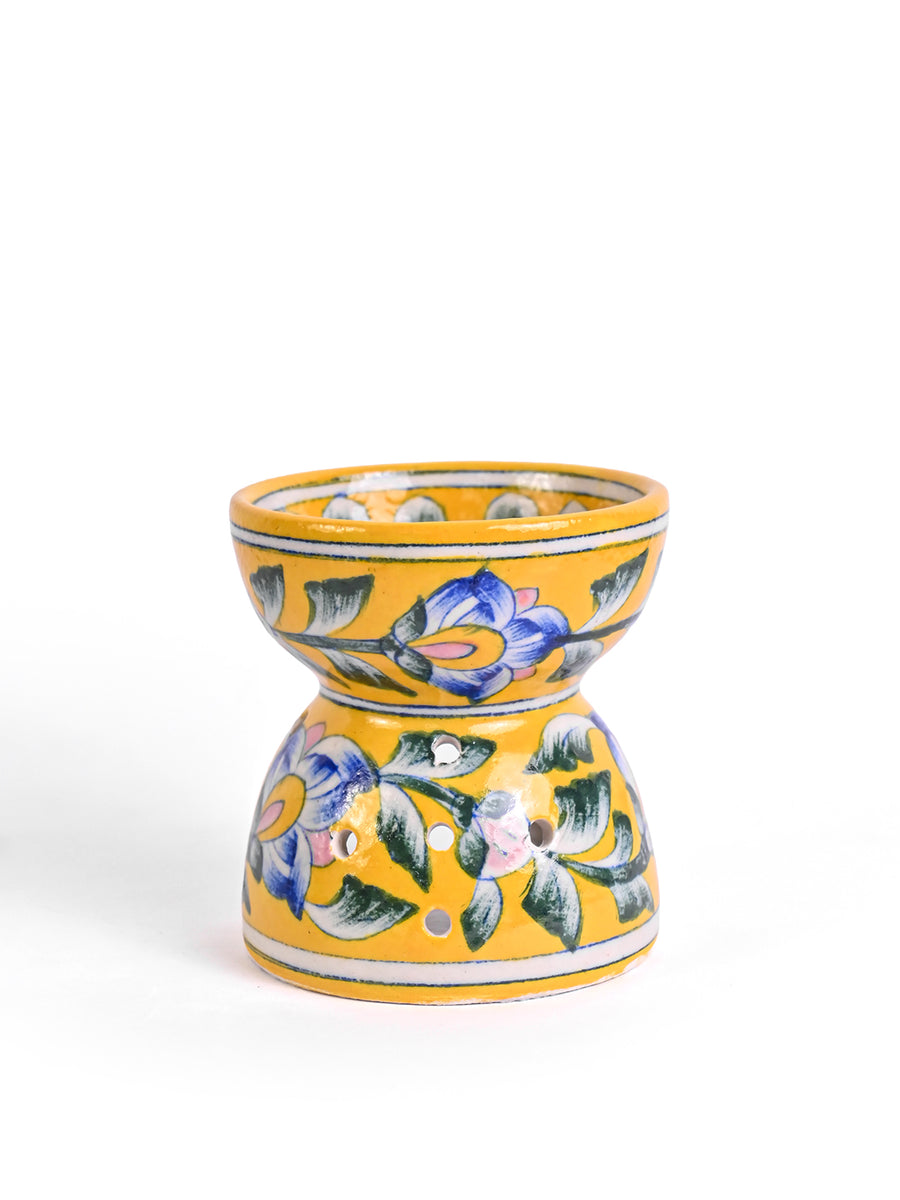 Blue Pottery Handmade Aroma Oil Diffuser Yellow Color – NEERJA ...