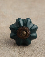 Dark Green Flower-Shaped Cabinet Knob