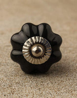 Black Flower-Shaped Cabinet Knob